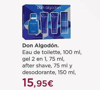 El Corte Inglés Don algodón eau de toilette, gel 2 en 1, after shave y desodorante oferta