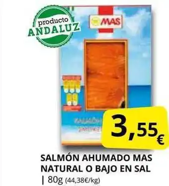 Supermercados MAS Salmón ahumado mas natural o bajo en sal oferta