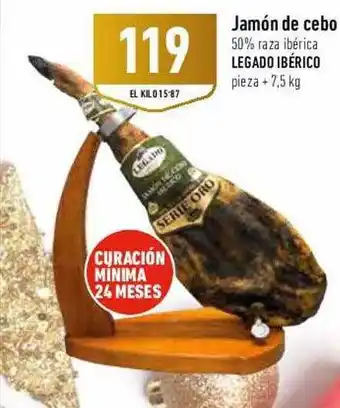 Supermercados Deza Jamón de cebo 50% raza ibérica legado ibérico pieza oferta