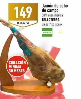 Supermercados Deza Jamón de cebo de campo 50% raza ibérica belloterra pieza oferta