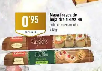 Masa fresca de hojaldre rikissimo redonda o rectangular