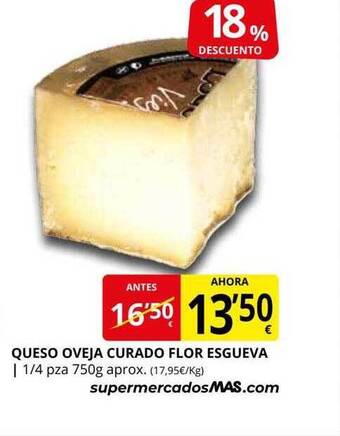 Supermercados MAS Queso oveja curado flor esgueva oferta