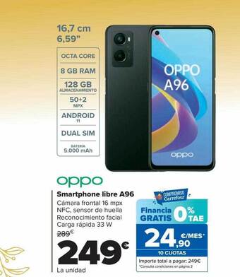 Carrefour Oppo smartphone libre a96 oferta