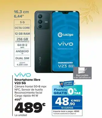 Carrefour Vivo smartphone libre v23 5g oferta