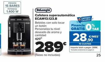 Carrefour Delonghi cafetera superautomática ecam13.123.b oferta