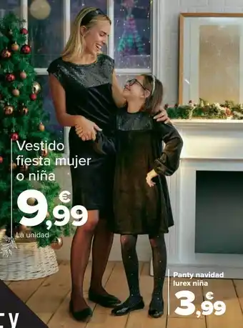 Carrefour Vestido fiesta mujer o niña panty navidad lurex niña oferta