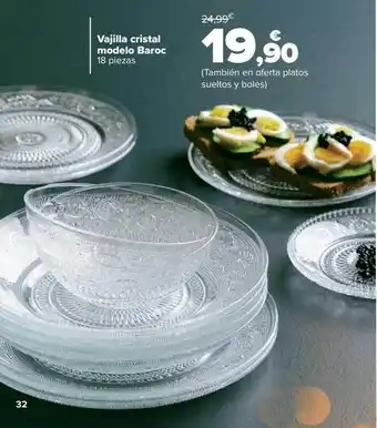 Carrefour Vajilla cristal modelo baroc oferta