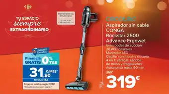 Carrefour Cecotec aspirador sin cable conga rockstar 2500 advance ergowet oferta