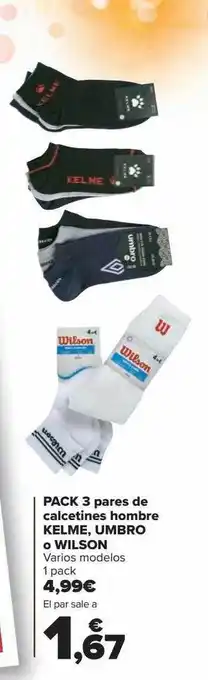 Carrefour Pack 3 pares de calcetines hombre kelme, umbro o wilson oferta