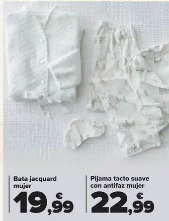 Carrefour Bata jacquard mujer pijama tacto suave con antifaz mujer oferta