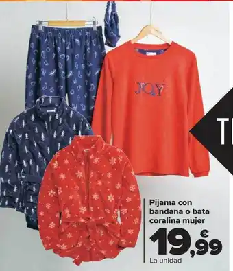 Carrefour Pijama con bandana o pata coralina mujer oferta
