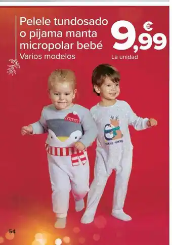 Carrefour Pelele tundosado o pijama manta micropolar bebé oferta
