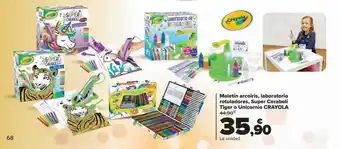 Carrefour Maletín arcoiris, laboratorio rotuladores, super ceraboli tiger o unicornio crayola oferta