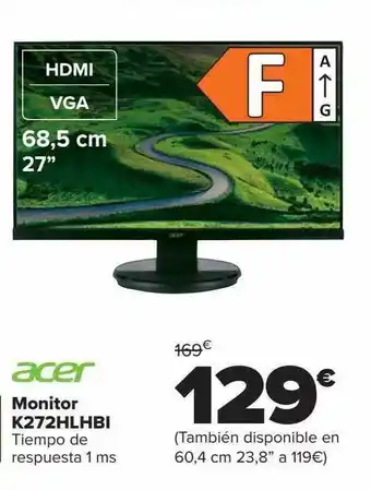Carrefour Acer monitor k272hlhbi oferta