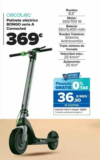 Carrefour Cecotec patinete eléctrico bongo serie a connected oferta