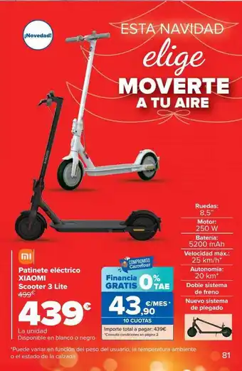 Carrefour Patinete eléctrico xiaomi scooter 3 lite oferta
