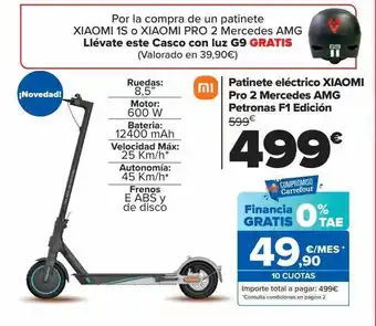Carrefour Patinete eléctrico xiaomi pro 2 mercedes amg petronas f1 edición oferta