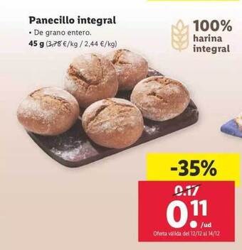 Lidl Panecillo integral oferta