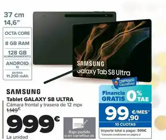 Carrefour Samsung tablet galaxy s8 ultra oferta