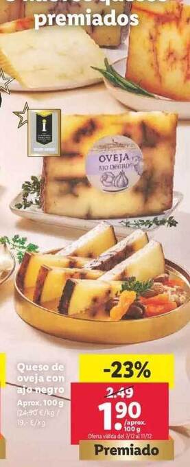 Lidl Queso de oveja con ajo negro oferta