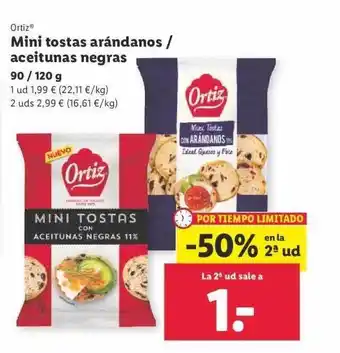 Lidl Ortiz mini tostas arándanos aceitunas negras oferta