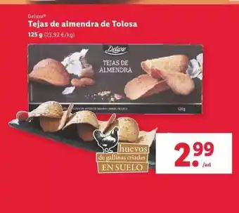 Lidl Deluxe tejas de almendra de tolosa oferta