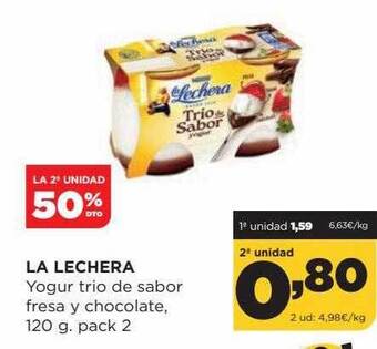Alimerka La 2a unidad 50% dto la lechera yogur trio de sabor fresa y chocolate oferta