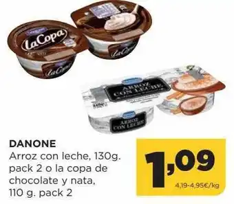 Alimerka Danone arroz con leche pack 2 o la copa de chocolate y nata oferta