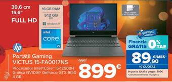 Carrefour Portátil gaming victus 15-fa0017ns hp oferta