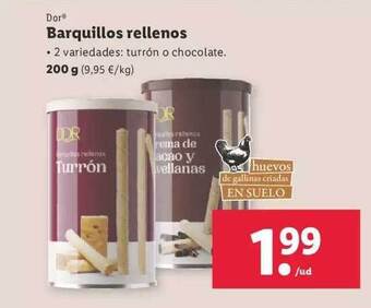 Lidl Dor barquillos rellenos oferta