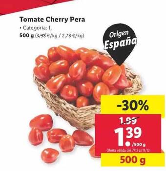 Lidl Tomate cherry pera oferta