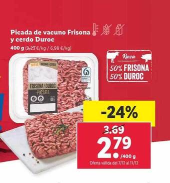 Lidl Picada de vacuno frisona y cerdo duroc oferta