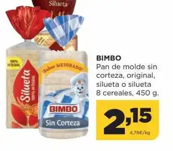 Alimerka Bimbo pan de molde sin corteza original silueta o silueta 8 cereales oferta