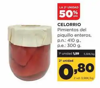Alimerka La 2a unidad 50% dto celorio pimientos del piquillo enteros oferta