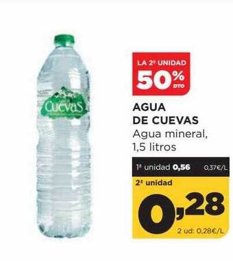 Alimerka La 2a unidad 50% dto agua de cuevas agua mineral oferta