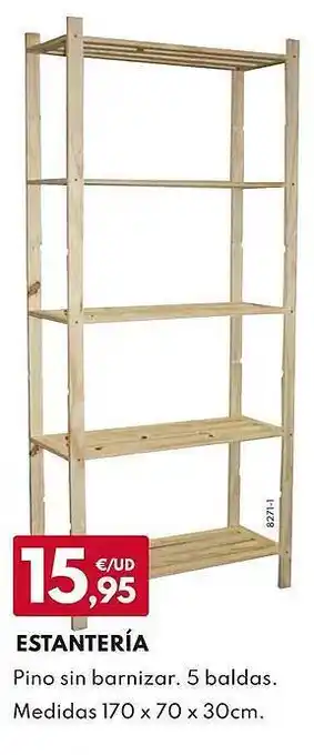 BricoCentro Estantería pino sin barnizar 5 baldas medidas 170 x 70 x 30cm oferta