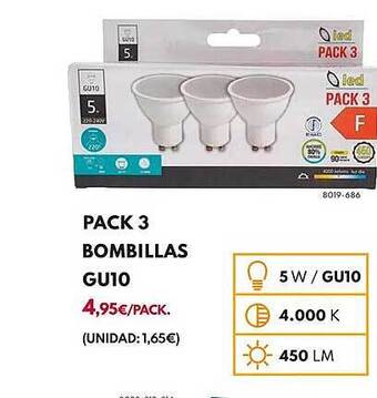 BricoCentro Pack 3 bombillas gu10 oferta