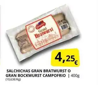 Supermercados MAS Salchichas gran bratwurst o gran bockwurst campofrio oferta