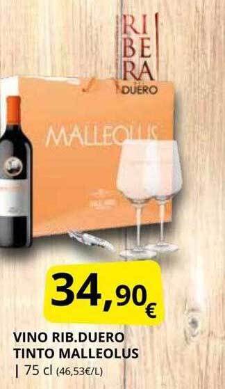 Supermercados MAS Vino rib duero tinto malleolus oferta