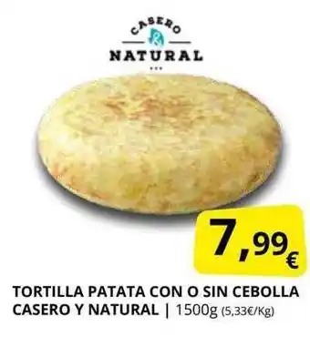 Supermercados MAS Tortilla patata con o sin cebolla casero y natural oferta