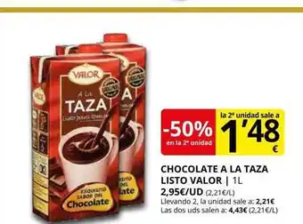 Supermercados MAS -50% en la 2da unidad chocolate a la taza listo valor oferta