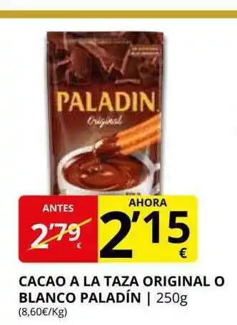 Supermercados MAS Cacao a la taza original o blanco paladín oferta