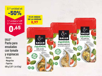 ALDI Gallo Pasta para ensaladas con tomate y espinacas 450g oferta