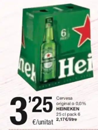 SPAR Cerveza Original o 0.0% Heineken 25cl Pack 6 oferta