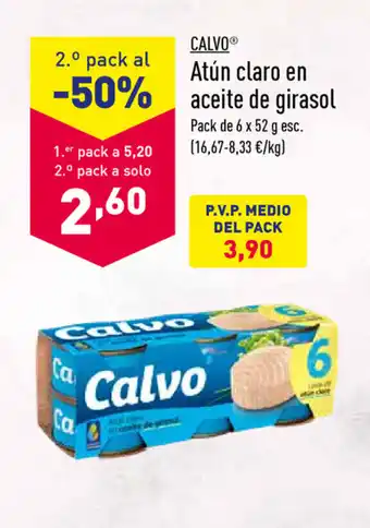 ALDI Calvo Atún claro en aceite de girasol 6 x 52g oferta