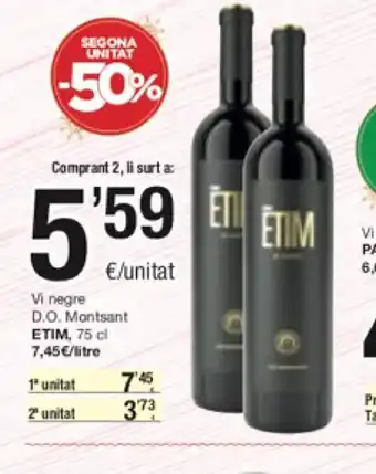 SPAR Vi Negre D.O. Montsant Etim 75cl oferta