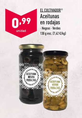 ALDI El Cultivador Aceitunas en rodajas 130g oferta