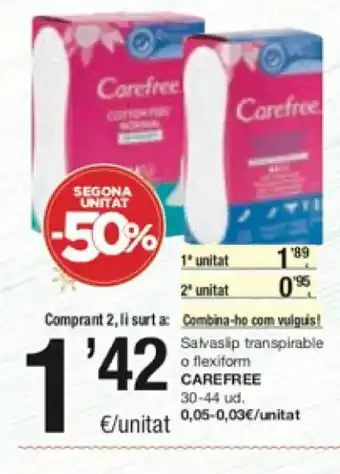 SPAR Salvaslip Transpirable o Flexiform Carefree 30-44 ud oferta