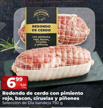 Dia Redondo de Cerdo Con Pimiento Rojo , Bacon , Ciruelas Y Piñones oferta