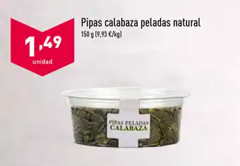 ALDI Pipas calabaza peladas natural 150g oferta